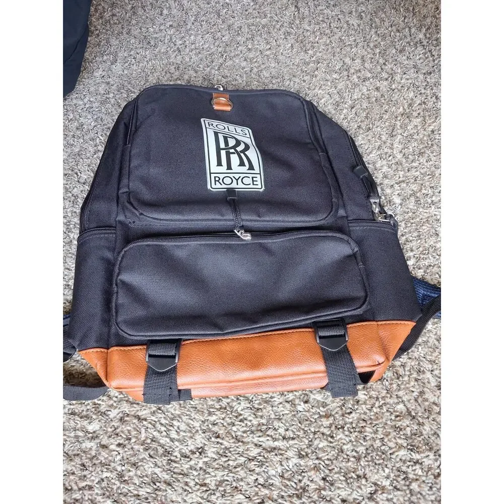Rolls Royce Style Laptop Backpack Travel Business School Bag Black New TagsTít
